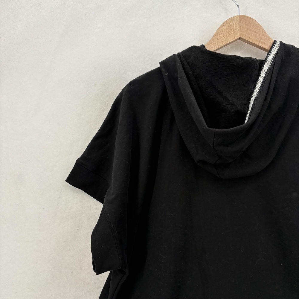 LIVI Lane Bryant Black Short-Sleeve Hooded Sweatshirt with White Trim, like NEW! - Picture 10 of 12